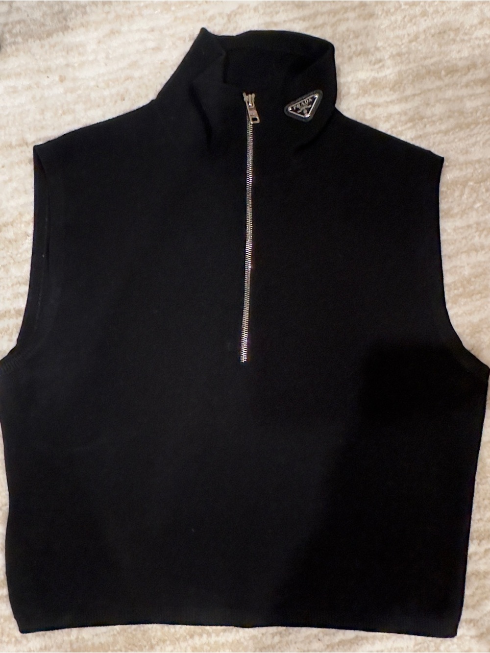 Prada Black Women’s Half-Zip Mock Neck Sweater